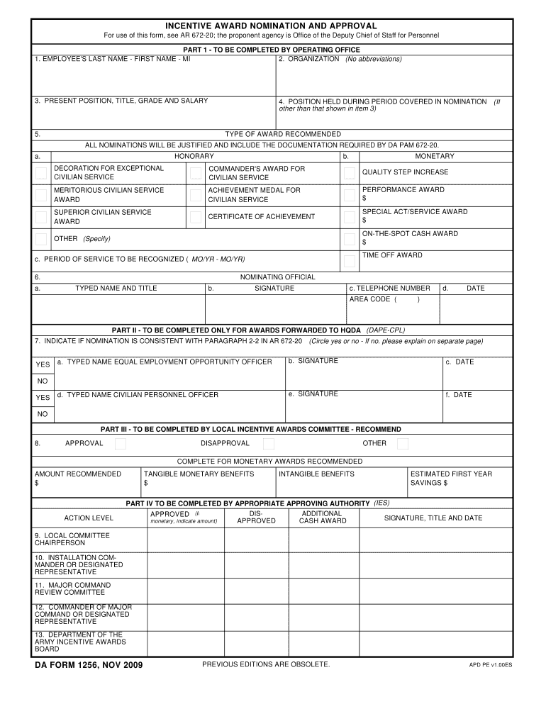 Download Fillable Da Form 1256 Army myservicesupport