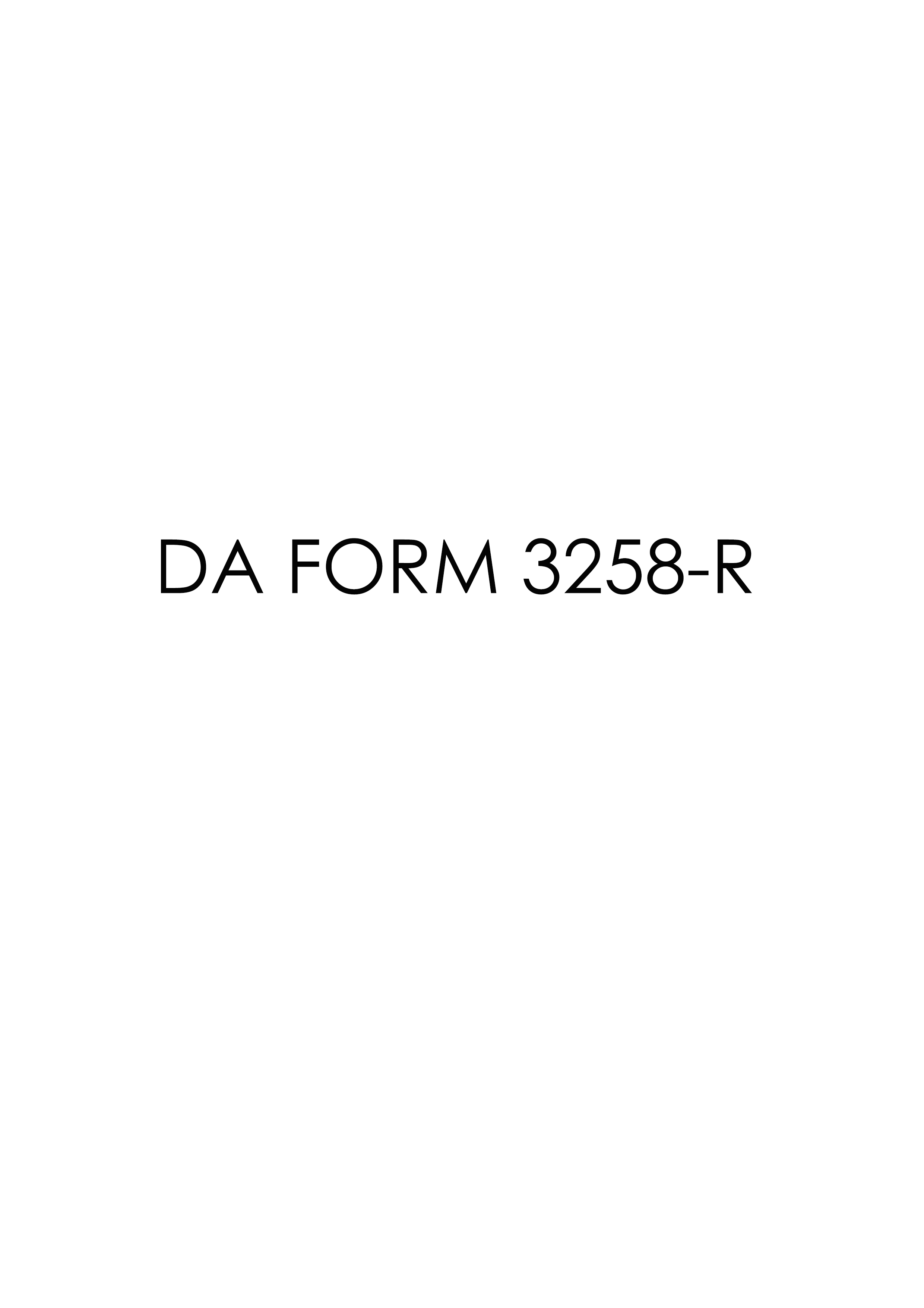 Download Fillable da Form 3258-R