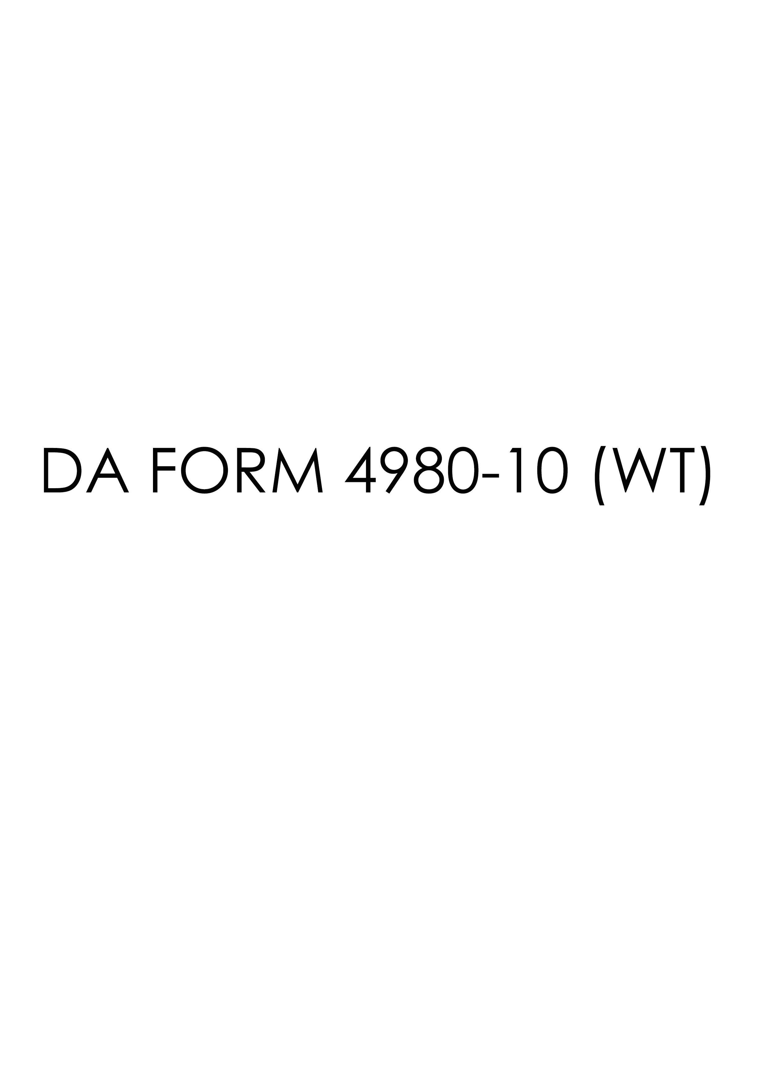 Download Fillable da Form 4980-10 (WT)