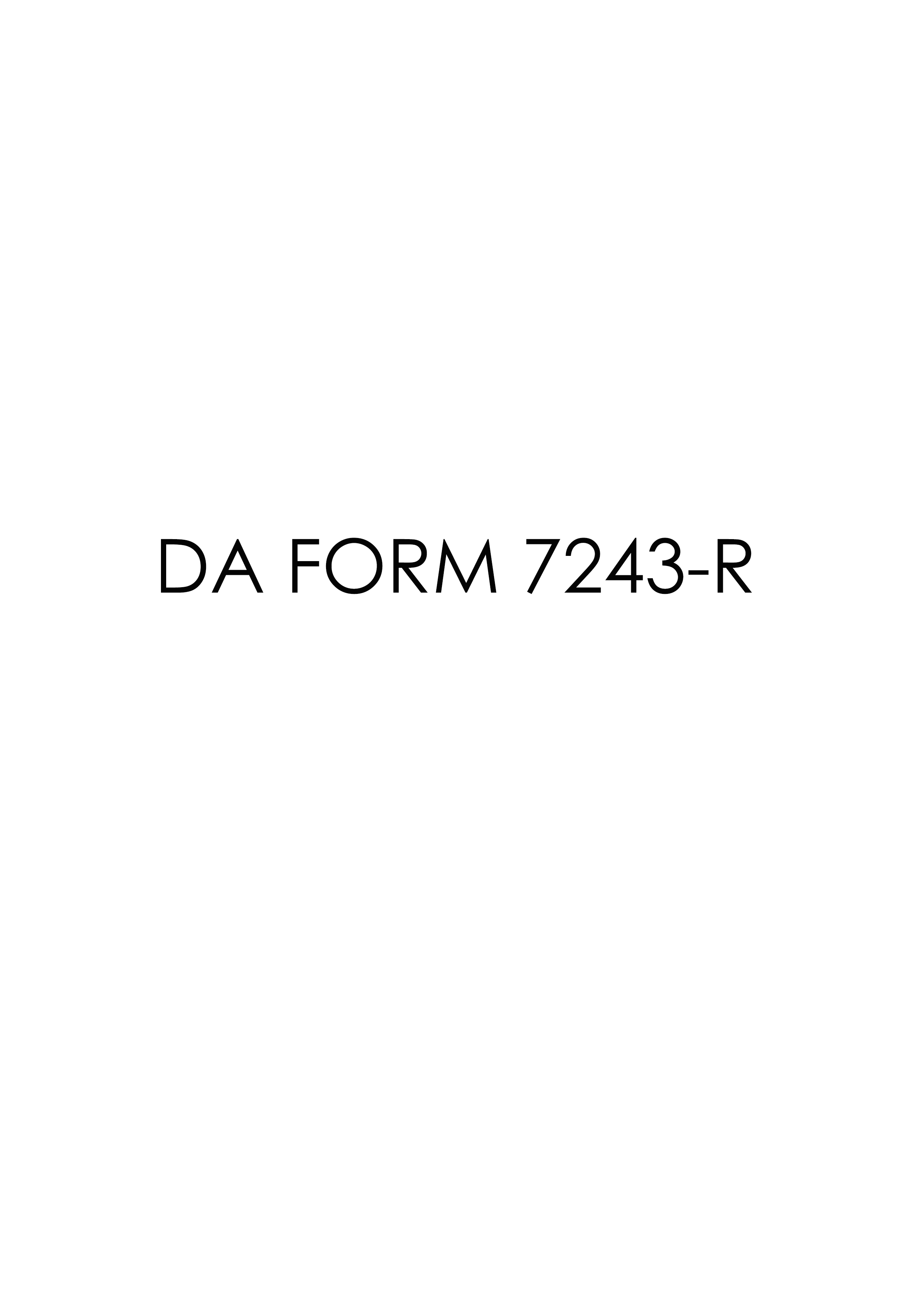 Download Fillable da Form 7243-R