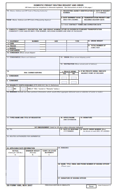 Download Fillable dd Form 1085