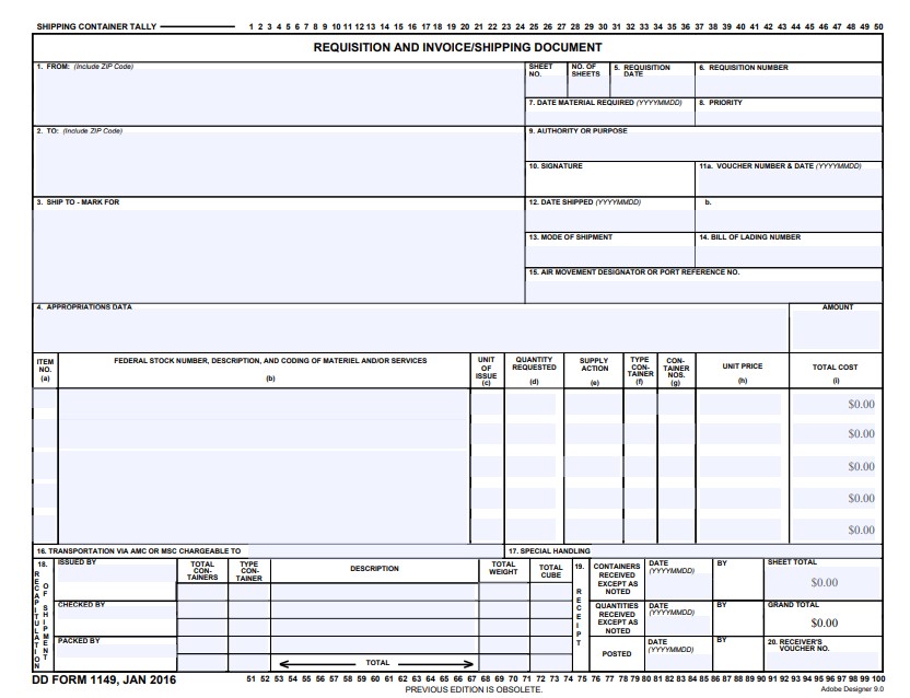 Download Fillable dd Form 1149