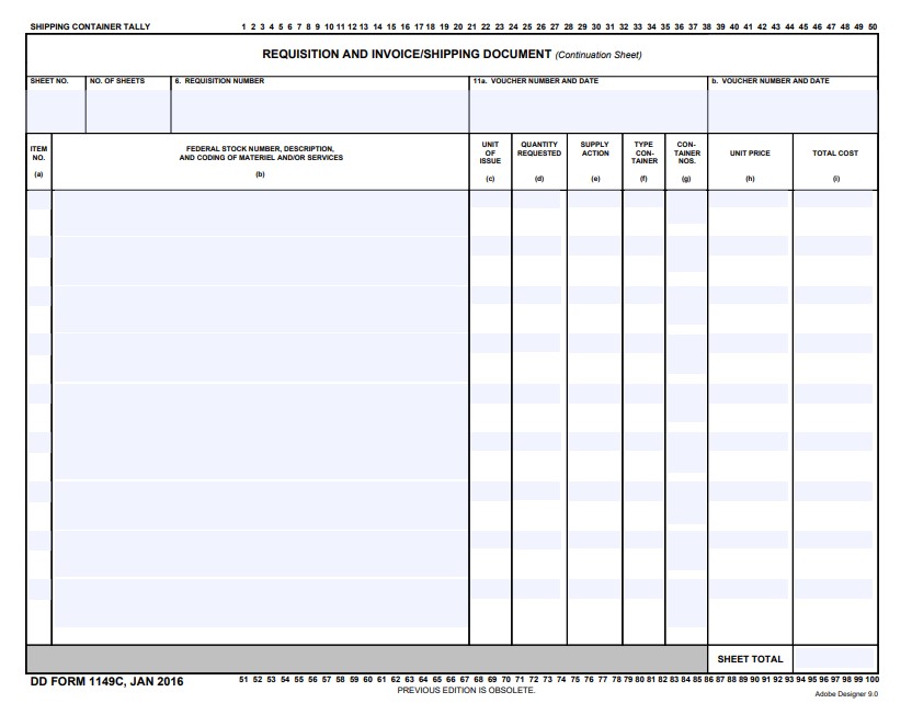 Download Fillable dd Form 1149C