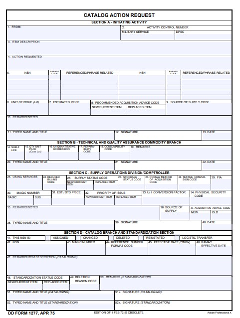 Download Fillable dd Form 1277