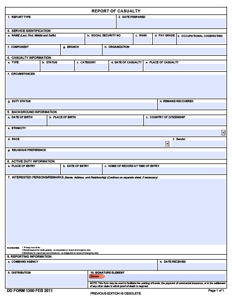 Download Fillable dd Form 1300