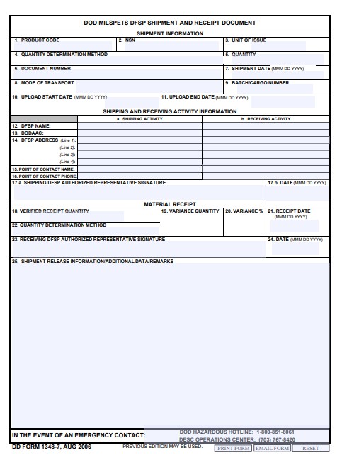 Download Fillable dd Form 1348-7