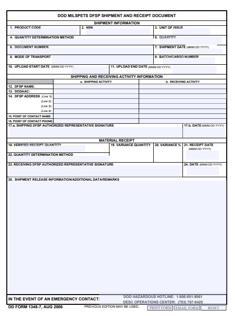 Download Fillable dd Form 1348-7 | army.myservicesupport.com