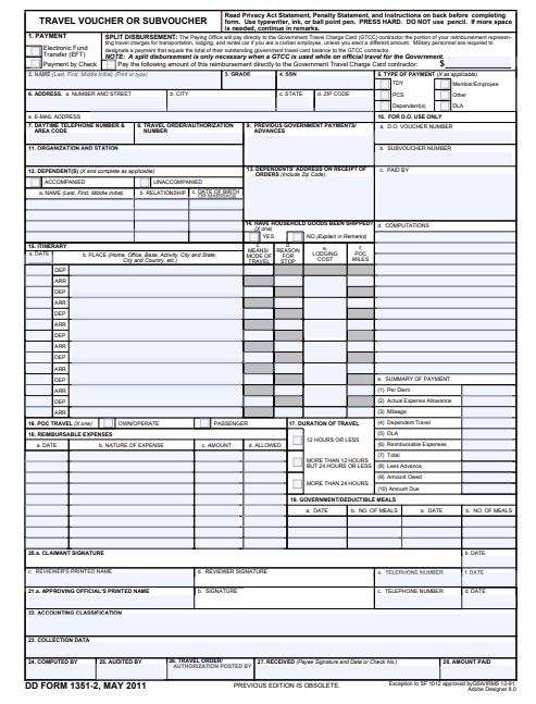 Download Fillable dd Form 1351-2