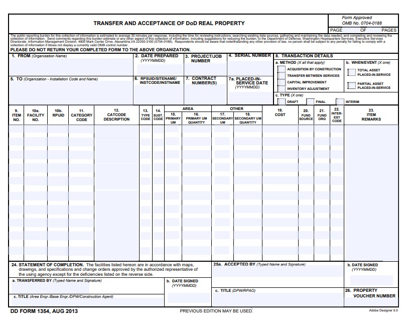 Download Fillable dd Form 1354