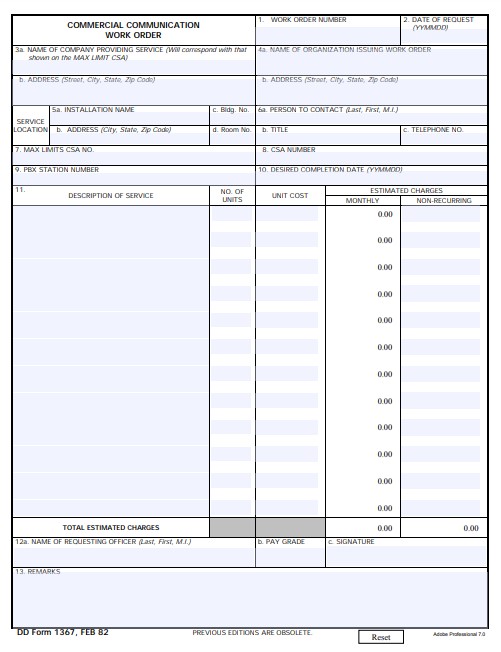 Download Fillable dd Form 1367