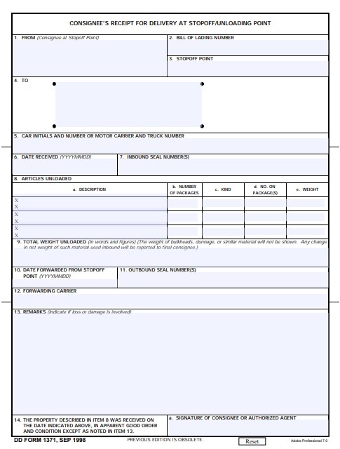 Download Fillable dd Form 1371