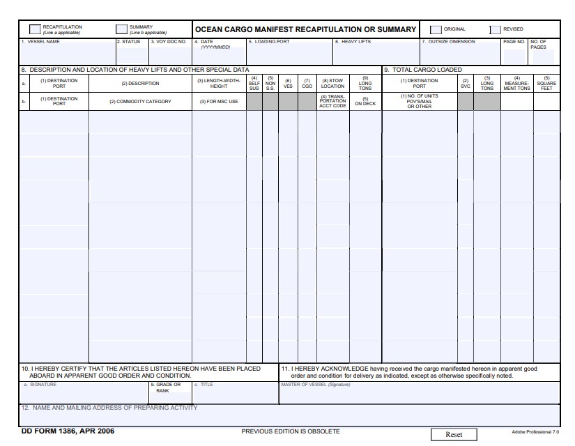 Download Fillable dd Form 1386