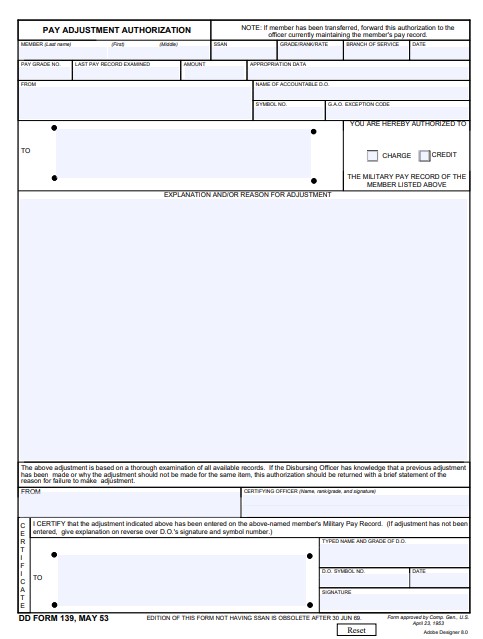 Download Fillable dd Form 139