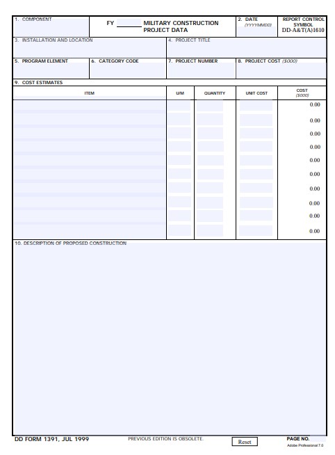 Download Fillable dd Form 1391