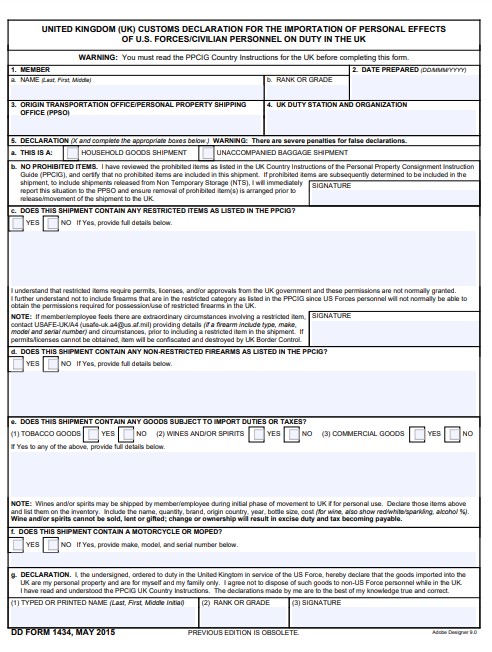 Download Fillable dd Form 1434