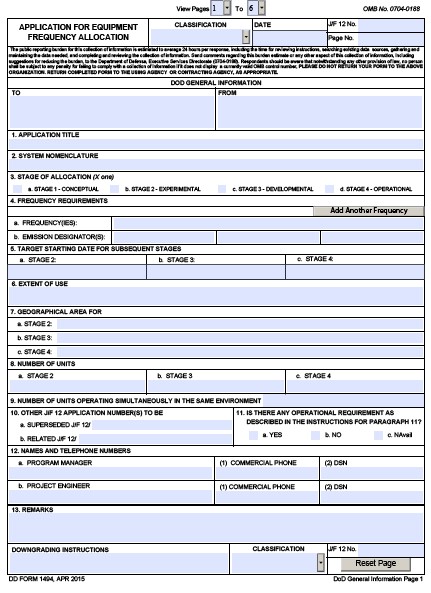 Download Fillable dd Form 1494