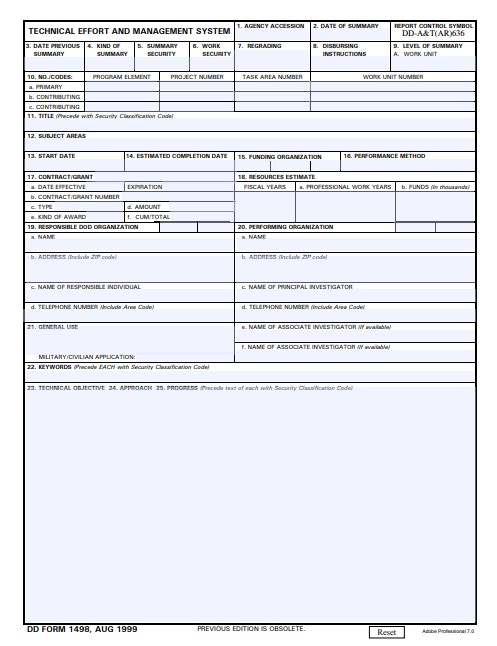 Download Fillable dd Form 1498