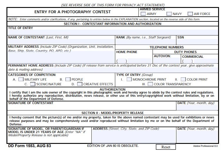 Download Fillable dd Form 1553