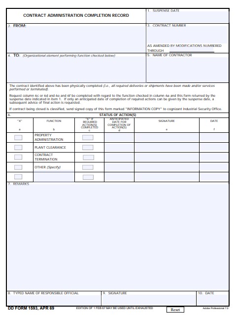 Download Fillable dd Form 1593