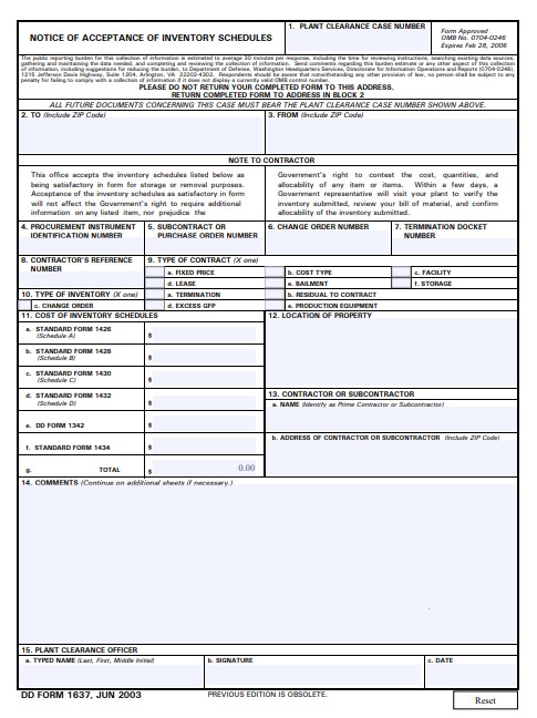Download Fillable dd Form 1637