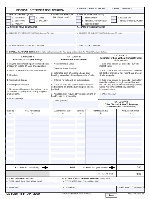 Download Fillable dd Form 1641