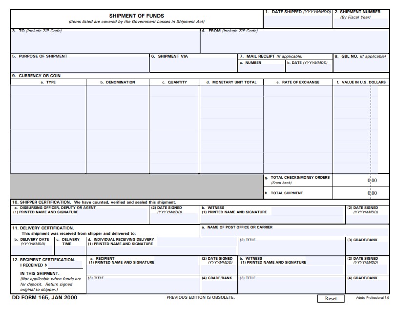 Download Fillable dd Form 165