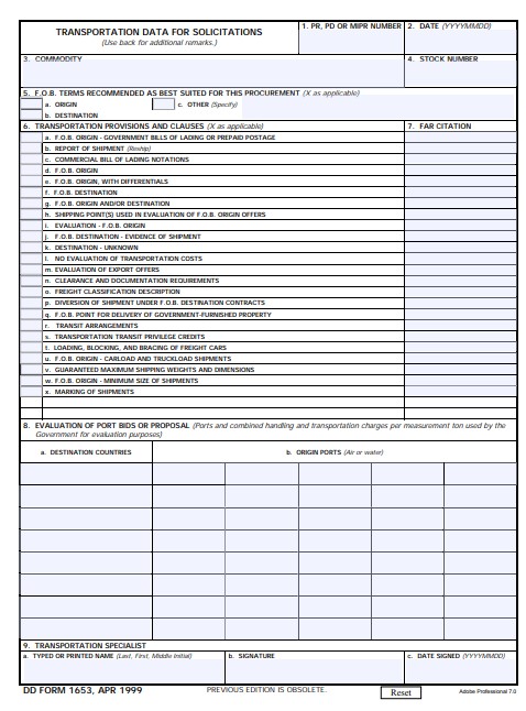Download Fillable dd Form 1653