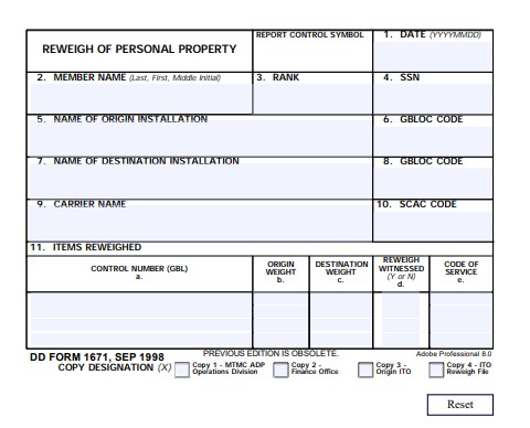 Download Fillable dd Form 1671