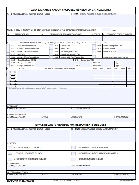 Download Fillable dd Form 1685