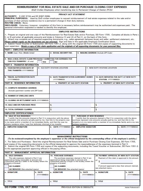 Download Fillable dd Form 1705