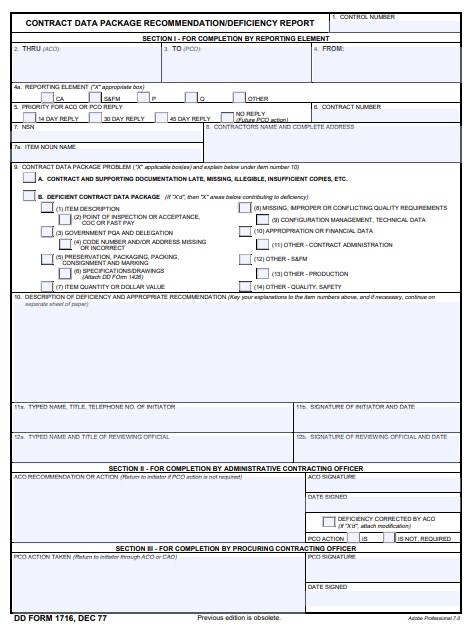 Download Fillable dd Form 1716