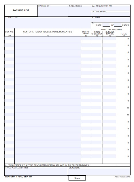 Download Fillable dd Form 1750