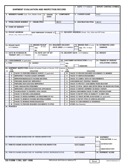 Download Fillable dd Form 1780