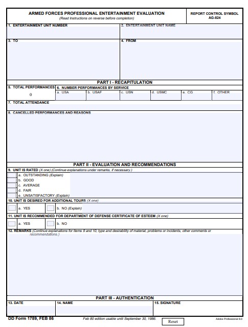 Download Fillable dd Form 1789