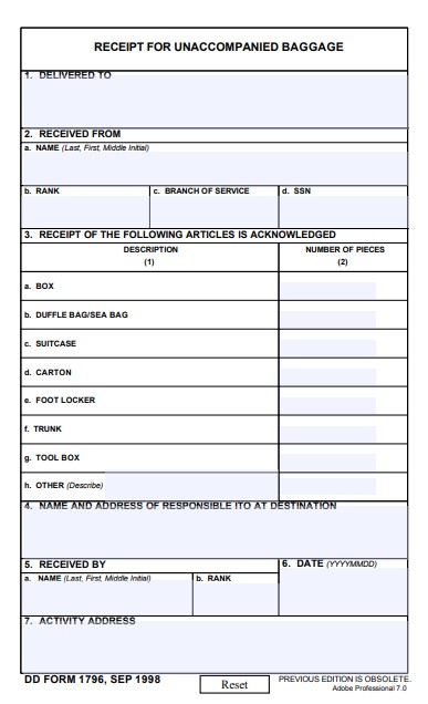 Download Fillable dd Form 1796