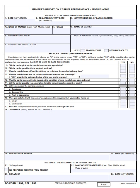 Download Fillable dd Form 1799