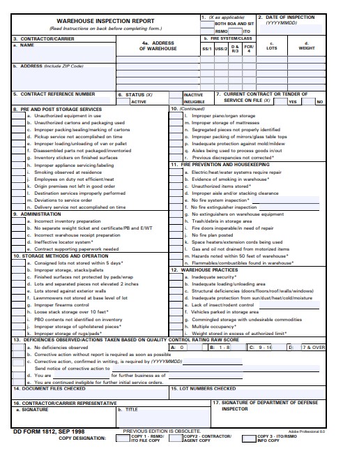 Download Fillable dd Form 1812