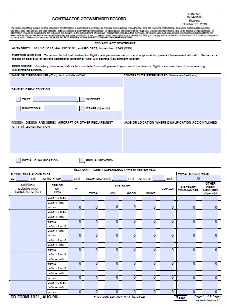 Download Fillable dd Form 1821