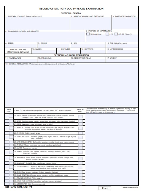 Download Fillable dd Form 1829