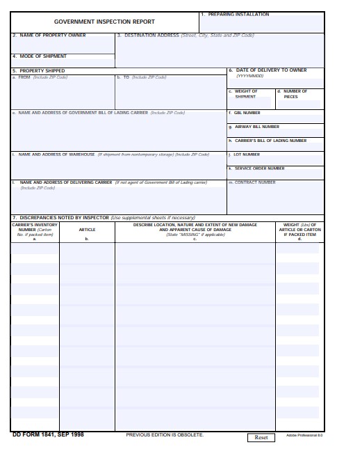 Download Fillable dd Form 1841