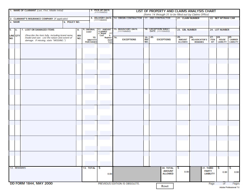 Download Fillable dd Form 1844