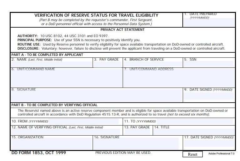 Download Fillable dd Form 1853