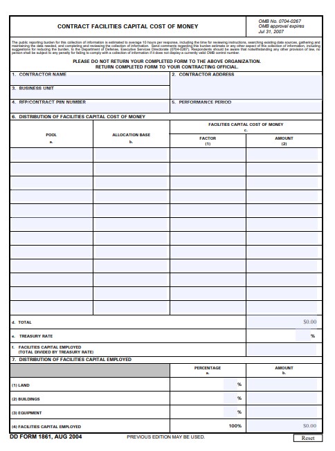 Download Fillable dd Form 1861