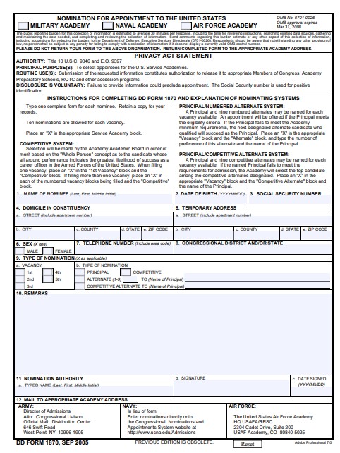 Download Fillable dd Form 1870