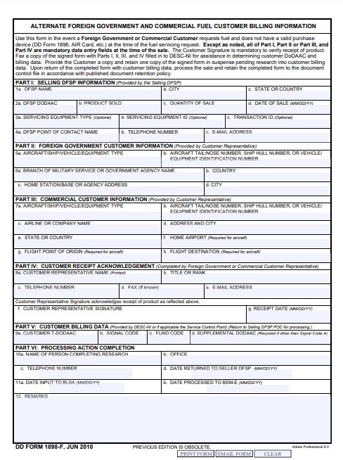 Download Fillable dd Form 1898-F