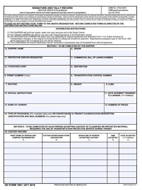 Download Fillable dd Form 1907