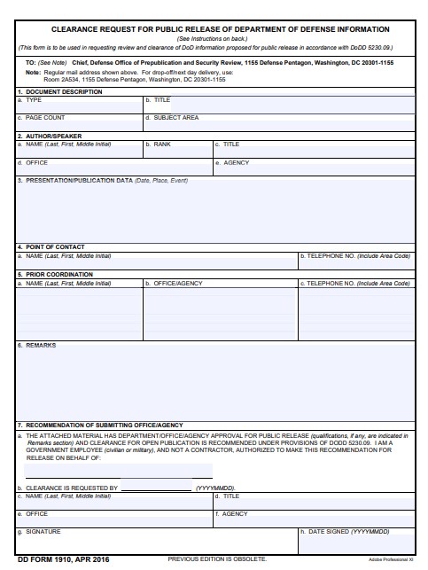 Download Fillable dd Form 1910