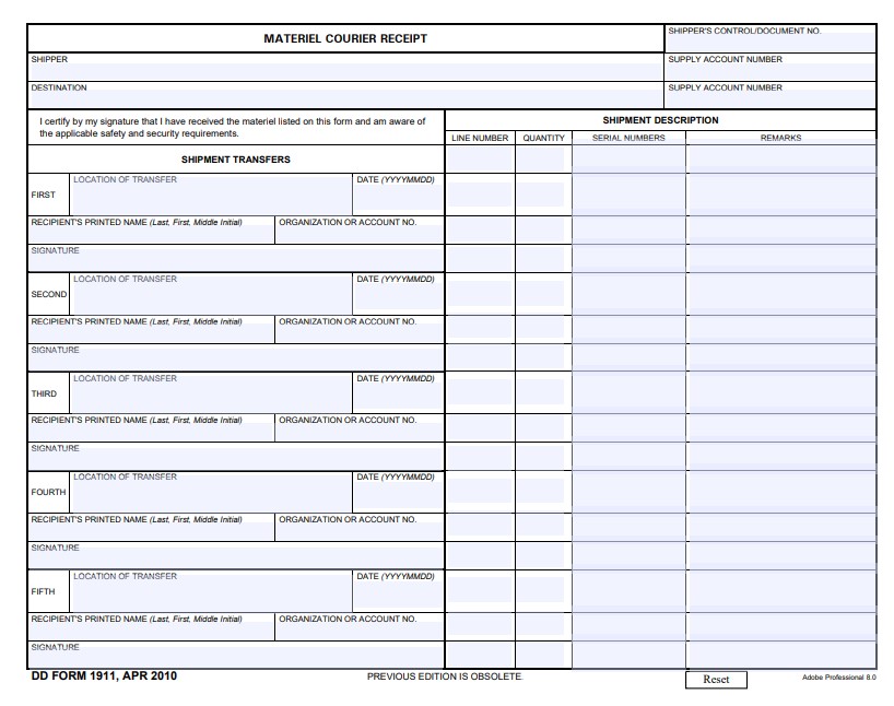 Download Fillable dd Form 1911