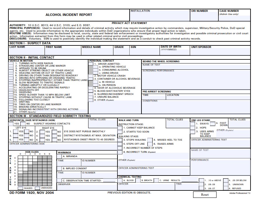 Download Fillable dd Form 1920