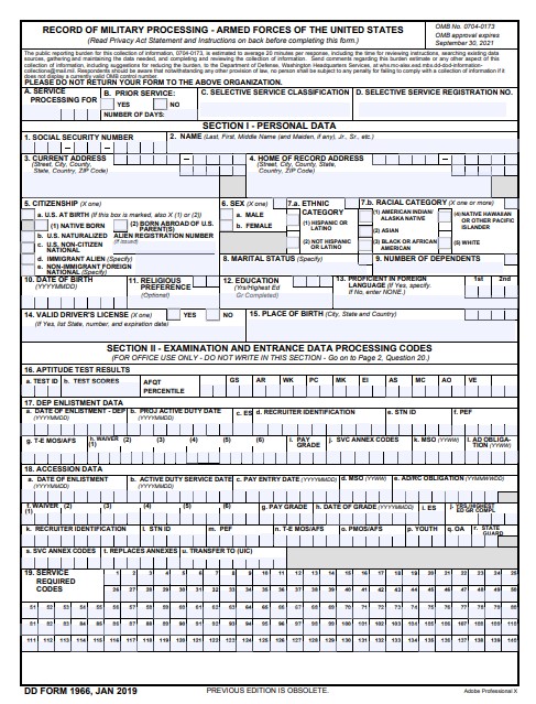 Download Fillable dd Form 1966